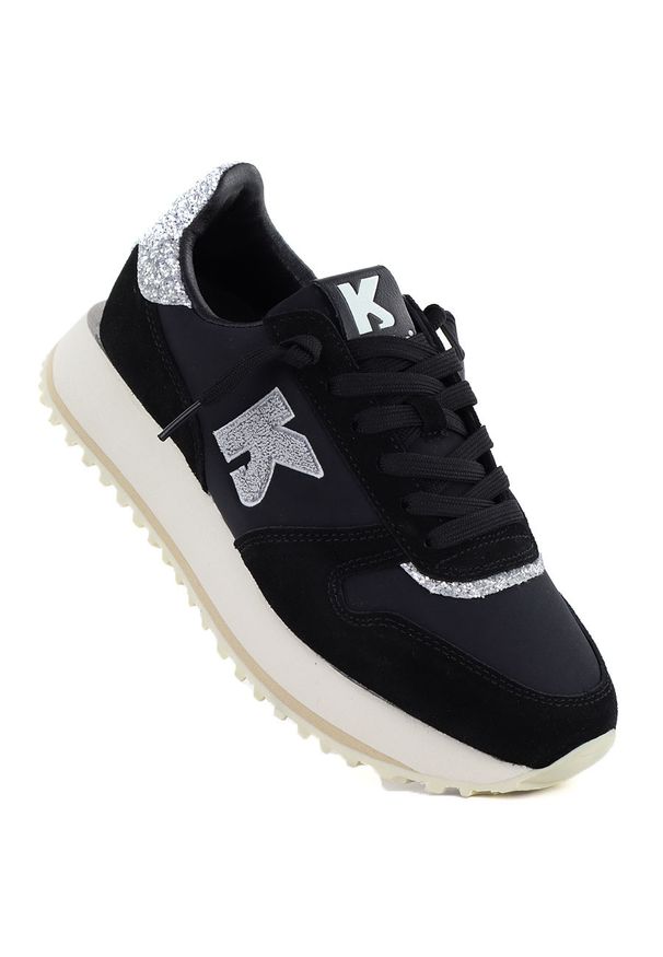 Półbuty sportowe na platformie czarne Kobbo Vinceza 100103. Okazja: na co dzień. Kolor: czarny. Materiał: tkanina. Obcas: na platformie. Styl: sportowy