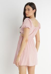 Born2be - Różowa Sukienka Roatta. Kolor: różowy. Materiał: bawełna. Wzór: jednolity. Sezon: lato. Długość: mini #6
