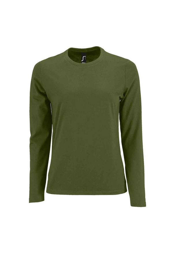 SOL'S - Damska Koszulka Z Długim Rękawem Imperial. Kolor: zielony. Długość rękawa: długi rękaw. Długość: długie. Sport: turystyka piesza