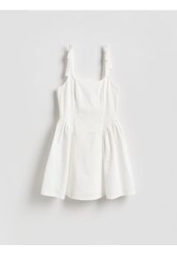 Reserved - Sukienka mini - biały. Kolor: biały. Materiał: tkanina. Długość: mini #1