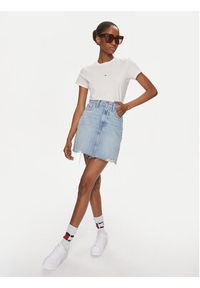 Tommy Jeans T-Shirt Tonal Linear DW0DW17827 Biały Slim Fit. Kolor: biały. Materiał: bawełna #5