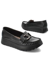Czarne Mokasyny Armodo Eleganckie Obuwie Damskie. Okazja: do pracy. Kolor: czarny. Materiał: skóra. Styl: elegancki #6