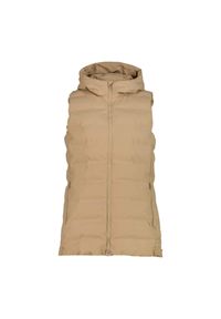 Kurtka bez rękawów z kapturem, zapinana na zamek dla kobiet CMP. Typ kołnierza: kaptur. Kolor: beżowy. Długość rękawa: bez rękawów. Sezon: zima #1
