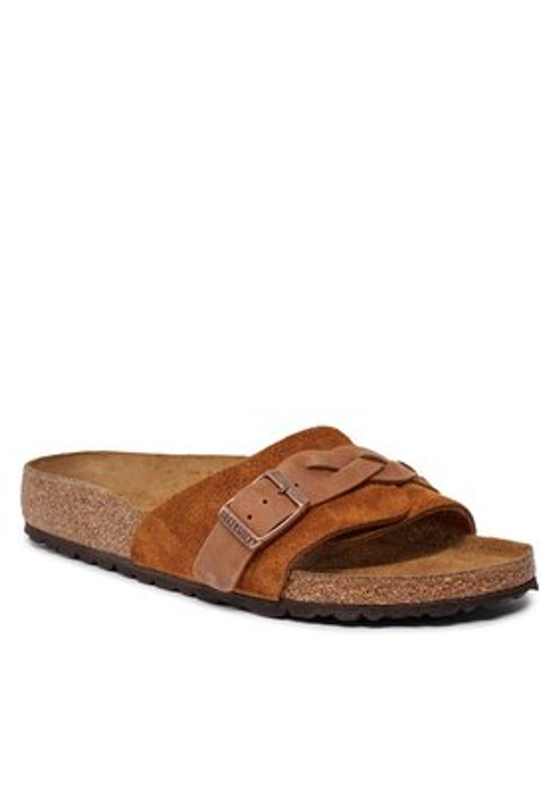 Birkenstock Klapki Oita Braided 1026742 Brązowy. Kolor: brązowy. Materiał: skóra