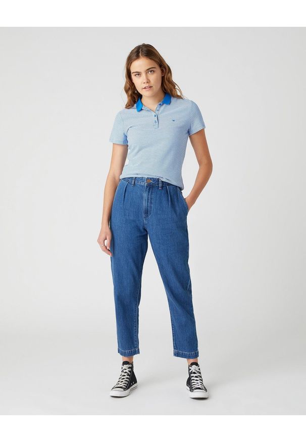 Wrangler - DAMSKIE POLO WRANGLER POLO STRONG BLUE 112132078. Typ kołnierza: polo