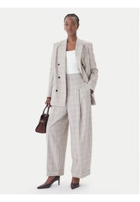 BOSS Spodnie materiałowe Telda1 50553949 Beżowy Oversize. Kolor: beżowy. Materiał: wełna #4