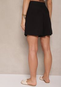 Renee - Czarne Szorty z Bawełny High Waist Ozdobione Wiązaniem Selmio. Okazja: na co dzień. Stan: podwyższony. Kolor: czarny. Materiał: bawełna. Wzór: aplikacja. Styl: casual, elegancki #5
