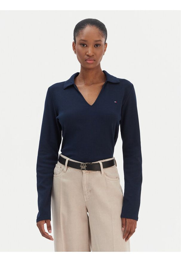 TOMMY HILFIGER - Tommy Hilfiger Bluzka Modern Cody WW0WW47850 Granatowy Slim Fit. Kolor: niebieski. Materiał: bawełna