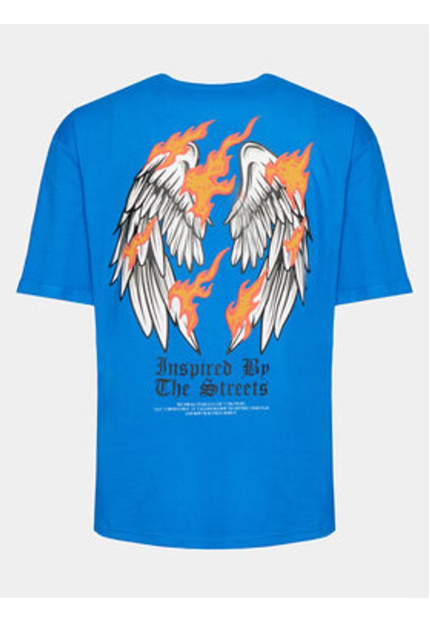 Redefined Rebel T-Shirt Rafael 221165GOTS Niebieski Regular Fit. Kolor: niebieski. Materiał: bawełna