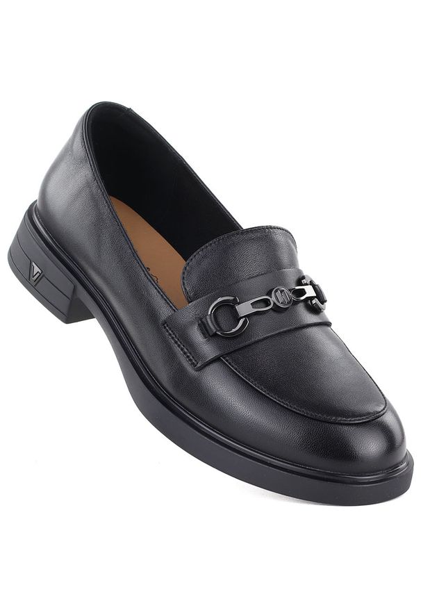 Skórzane półbuty damskie lordsy czarne Vinceza 39991. Kolor: czarny. Materiał: skóra