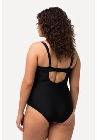 ULLA POPKEN - Damski Strój kąpielowy miękkie miseczki fiszbiny regulowane ramiączka. Kolekcja: plus size. Kolor: czarny. Materiał: elastan, poliamid, materiał