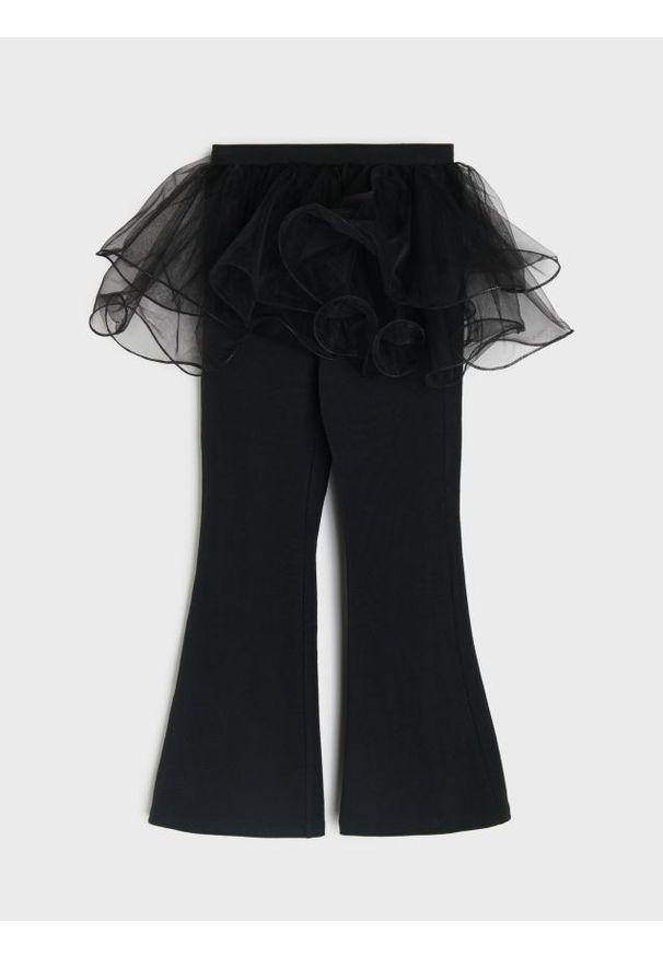Sinsay - Bawełniane legginsy z tiulową spódniczką - czarny. Kolor: czarny. Materiał: bawełna, tiul