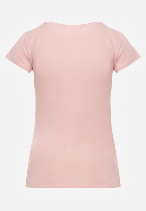 Renee - Jasnoróżowy T-shirt Ariema. Kolor: różowy. Materiał: dzianina. Długość rękawa: krótki rękaw. Długość: krótkie. Wzór: gładki