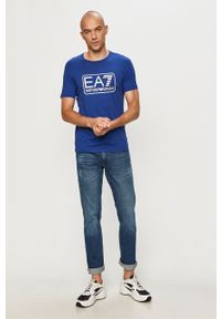 EA7 Emporio Armani - T-shirt. Okazja: na co dzień. Kolor: niebieski. Wzór: nadruk. Styl: casual #3
