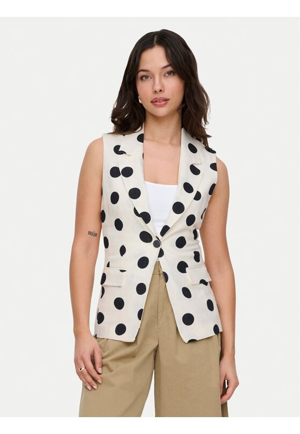 only - ONLY Kamizelka Viesta 15375017 Kremowy Slim Fit. Kolor: kremowy. Materiał: wiskoza