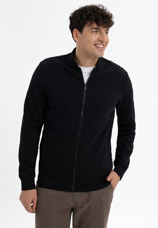 Volcano - Bluza ze strukturą B-BONET. Kolor: czarny. Materiał: włókno, materiał, elastan, poliester, bawełna. Wzór: ze splotem. Styl: elegancki, klasyczny, sportowy