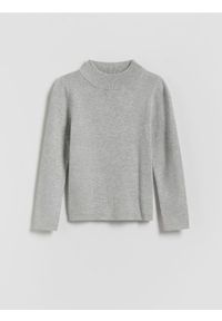 Reserved - Gładki sweter z wiskozy - jasnoszary. Kolor: szary. Materiał: wiskoza. Wzór: gładki