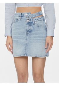 Tommy Jeans Spódnica jeansowa Mom Cut Out Wb Uh Skirt Ah7011 DW0DW17217 Niebieski Slim Fit. Kolor: niebieski. Materiał: bawełna #1