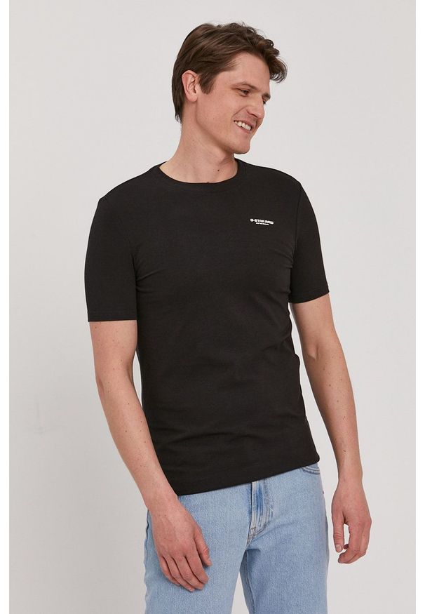 G-Star RAW - G-Star Raw - T-shirt. Kolor: czarny. Materiał: bawełna. Wzór: aplikacja