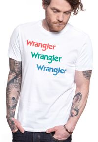 Wrangler - WRANGLER T SHIRT SS REPEAT TEE WHITE W7D7D3989. Kolor: biały #7