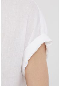 Lauren Ralph Lauren koszula lniana damska kolor biały regular z kołnierzykiem klasycznym. Okazja: na co dzień. Typ kołnierza: kołnierzyk klasyczny. Kolor: biały. Materiał: len. Długość: długie. Styl: klasyczny