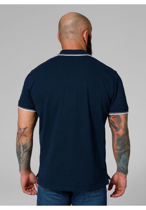 PITBULL - Koszulka Polo bawełniana klasyczna dla dorosłych Pique Stripes Regular. Typ kołnierza: polo. Kolor: niebieski. Materiał: bawełna. Styl: klasyczny