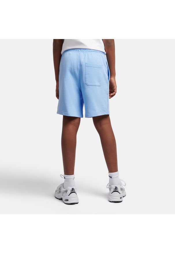 Spodenki dziecięce New Balance LAKB0008ELE – niebieskie. Kolor: niebieski. Materiał: bawełna. Styl: sportowy