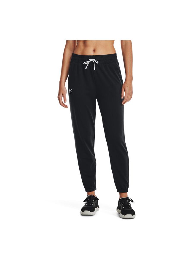 Spodnie Under Armour Rival Terry, Kobiety. Kolor: czarny, biały, wielokolorowy. Materiał: materiał, syntetyk