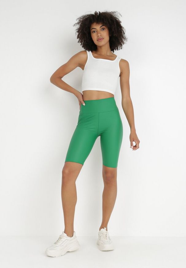 Born2be - Zielone Kolarki Olurainise. Kolor: zielony. Materiał: prążkowany, skóra. Styl: street, rockowy