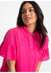 Bluzka z rękawami z falbanami bonprix różowy "pinklady". Kolor: różowy. Styl: elegancki #6