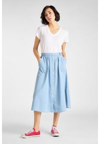 Lee - LEE CHAMBRAY SKIRT DAMSKA SPÓDNICA SUMMER BLUE L38ZBINJ 112108356