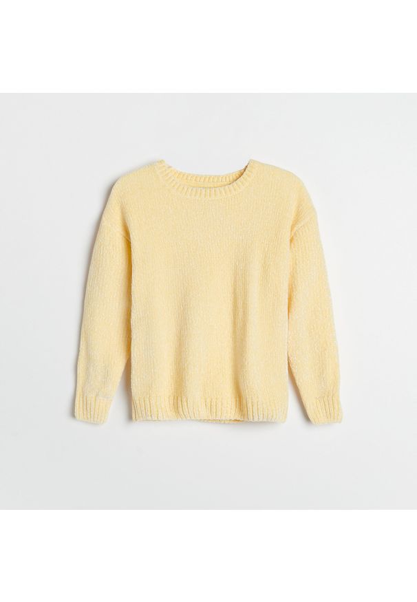 Reserved - Gładki sweter - Żółty. Kolor: żółty. Wzór: gładki