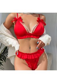 Intica - Komplet bielizny z falbankami na romantyczne wieczory Barbabra. Kolor: czerwony. Materiał: materiał #8