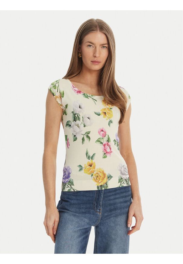 Luisa Spagnoli Bluzka Contigia 100301 Beżowy Slim Fit. Kolor: beżowy. Materiał: syntetyk