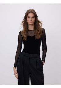 Reserved - Body z siateczkowymi wstawkami - czarny. Kolor: czarny. Materiał: dzianina #1