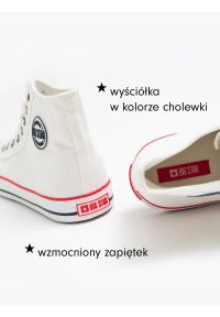 Big-Star - Trampki męskie wysokie białe JJ174602 101. Okazja: na spotkanie biznesowe, na co dzień. Wysokość cholewki: za kostkę. Nosek buta: okrągły. Kolor: biały. Materiał: jeans. Styl: elegancki, sportowy, biznesowy, casual #8