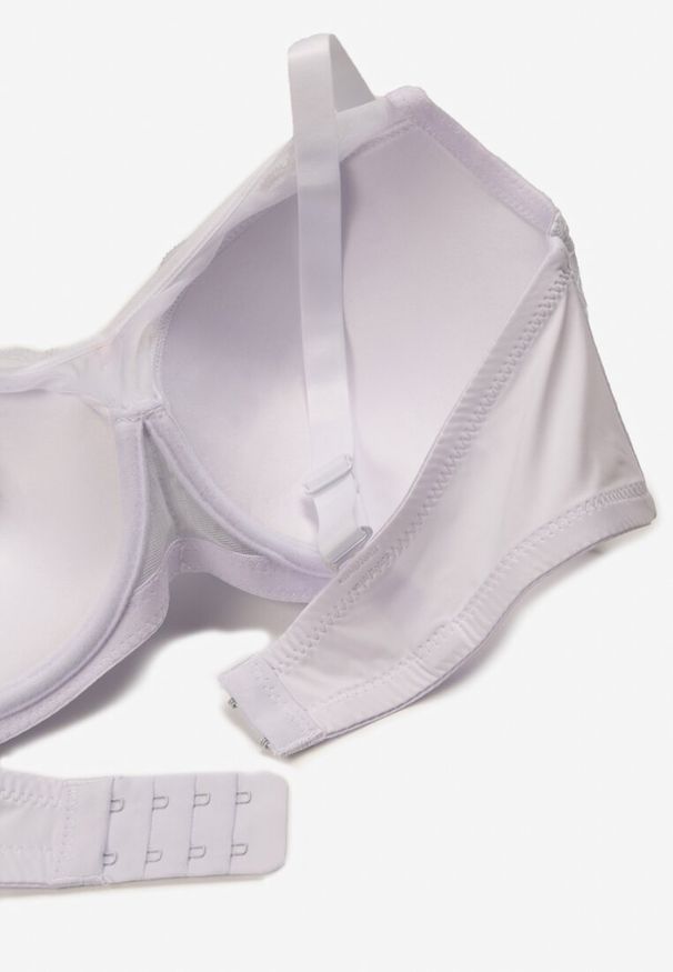 Renee - Biały Koronkowy Biustonosz Full Cup z Zawieszką Między Miseczkami Arnew. Kolor: biały. Materiał: koronka. Wzór: aplikacja