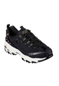 skechers - Buty do chodzenia damskie Skechers Dlites. Zapięcie: sznurówki. Kolor: czarny. Materiał: materiał, syntetyk, guma. Szerokość cholewki: normalna. Sport: turystyka piesza