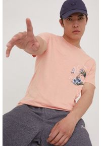 Jack & Jones t-shirt bawełniany kolor różowy z nadrukiem. Kolor: różowy. Materiał: bawełna. Wzór: nadruk