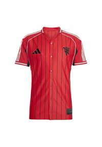 Adidas - Koszulka kibica baseballowego US Manchester United 2025/26. Kolor: czerwony. Materiał: jersey. Sport: piłka nożna