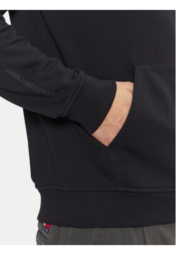 Karl Lagerfeld - KARL LAGERFELD Bluza 705074 551900 Czarny Regular Fit. Typ kołnierza: dekolt w karo. Kolor: czarny. Materiał: bawełna