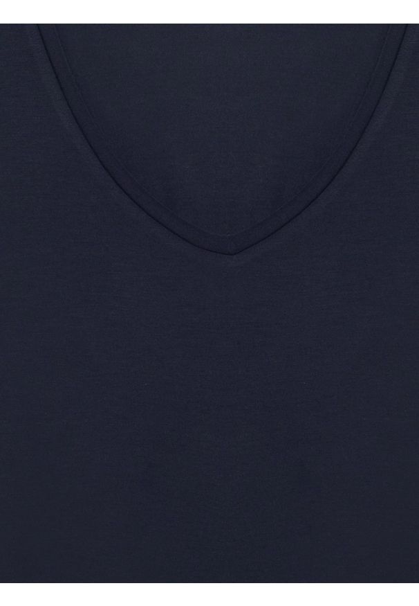 Big-Star - Koszulka damska o luźnym kroju granatowa Valeria 403. Okazja: na co dzień. Typ kołnierza: dekolt w serek. Kolor: niebieski. Materiał: dzianina, wiskoza, skóra, jeans. Styl: casual, elegancki, klasyczny