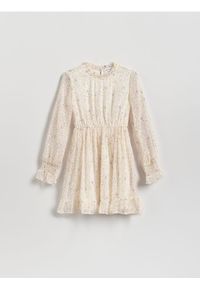 Reserved - Sukienka we wzory - złamana biel. Materiał: tkanina #1