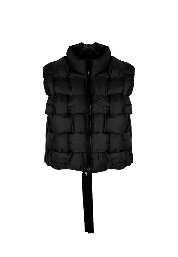 La Haine Inside Us Bezrękawnik "Down Vest Unisex" | LW941 | Kobieta | Czarny. Okazja: do pracy, na spacer. Kolor: czarny. Materiał: poliamid. Długość rękawa: bez rękawów. Wzór: jednolity, paski. Sezon: lato