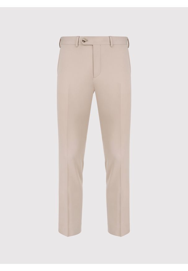 Pako Lorente - PAKO LORENTE – Beżowe spodnie garniturowe. Okazja: na spotkanie biznesowe. Kolor: beżowy. Materiał: poliester, wiskoza, elastan. Styl: biznesowy