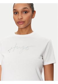 Hugo - HUGO T-Shirt Damacia 50535491 Biały Regular Fit. Kolor: biały. Materiał: bawełna