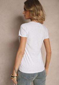 Renee - Jasnoszary Bawełniany T-shirt Typu Basic Olionis. Okazja: na co dzień. Kolor: szary. Materiał: bawełna. Styl: klasyczny, casual, elegancki #5