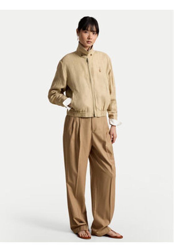 Polo Ralph Lauren Kurtka przejściowa 211938915008 Beżowy jasny Relaxed Fit. Typ kołnierza: polo. Kolor: beżowy. Materiał: len