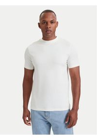 Karl Lagerfeld - KARL LAGERFELD T-Shirt 755040 564235 Kremowy Regular Fit. Typ kołnierza: dekolt w karo. Kolor: kremowy. Materiał: bawełna #1