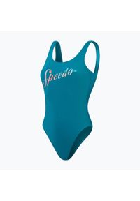 Strój pływacki jednoczęściowy damski Speedo Logo Deep U-Back. Kolor: niebieski